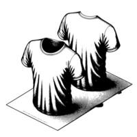 schwarz und Weiß Illustration von ein Weiß T-Shirt vektor