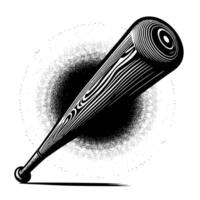 svart och vit illustration av en enda baseboll fladdermus vektor