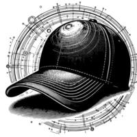 schwarz und Weiß Illustration von ein Single Baseball Deckel vektor