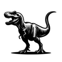 svart och vit illustration av en t Rex dinosaurie vektor