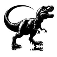 svart och vit illustration av en t Rex dinosaurie vektor