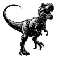 svart och vit illustration av en t Rex dinosaurie vektor