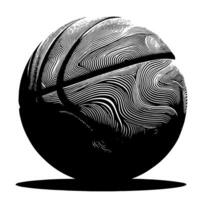 schwarz und Weiß Illustration von ein Single Basketball vektor