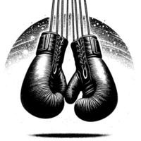 schwarz und Weiß Illustration von suspendiert Boxen Handschuhe vektor