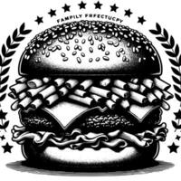 schwarz und Weiß Illustration von ein lecker gegrillt Cheeseburger vektor