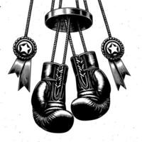 schwarz und Weiß Illustration von suspendiert Boxen Handschuhe vektor