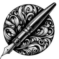 schwarz und Weiß Illustration von ein Brunnen Stift vektor