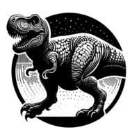 schwarz und Weiß Illustration von ein T-Rex Dinosaurier vektor