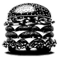 schwarz und Weiß Illustration von ein lecker gegrillt Cheeseburger vektor