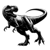 svart och vit illustration av en t Rex dinosaurie vektor