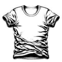 svart och vit illustration av en vit t-shirt vektor