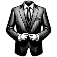 svart och vit illustration av en par av manlig företag kostym vektor