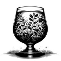 schwarz und Weiß Illustration von ein funkelnd frisch Glas von Wasser vektor