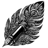 schwarz und Weiß Illustration von ein Brunnen Stift vektor