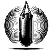 svart och vit illustration av en stansning väska vektor
