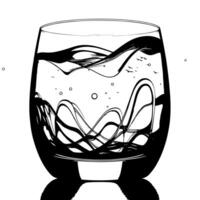 schwarz und Weiß Illustration von ein funkelnd frisch Glas von Wasser vektor