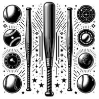schwarz und Weiß Illustration von ein Single Baseball Schläger vektor