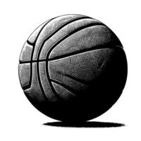 svart och vit illustration av en enda basketboll vektor