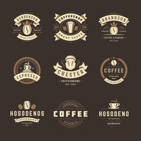 kaffe affär logotyper design mallar uppsättning illustration för Kafé bricka design och meny dekoration vektor