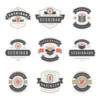 Sushi Restaurant Logos einstellen Illustration. vektor