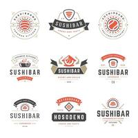 Sushi Restaurant Logos einstellen Illustration. vektor