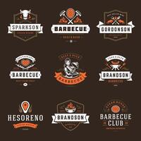 grill restaurang logotyper och märken uppsättning illustration vektor