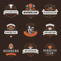 Grill Restaurant Logos und Abzeichen einstellen Illustration vektor