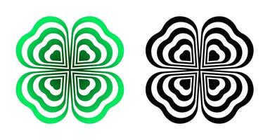abstrakt fyra blad klöver med hjärta form. Bra tur och Framgång symbol. talisman, amulett av irländsk Semester. isolerat vektor