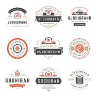 Sushi Restaurant Logos einstellen Illustration. vektor