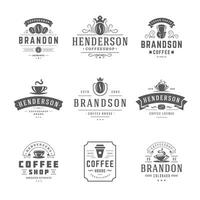 Kaffee Geschäft Logos Design Vorlagen einstellen Illustration zum Cafe Abzeichen Design und Speisekarte Dekoration vektor