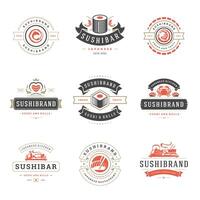 sushi restaurang logotyper uppsättning illustration. vektor