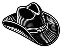 hatt jordbrukare trädgårdsmästare eller cowboy illustration svart och vit vektor