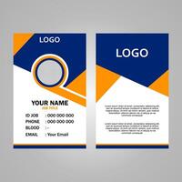 id kort design i blå och orange för företag, marknadsföring, byrå och kontor anställda. vektor