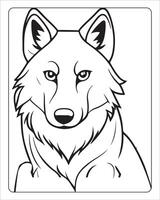 Wolf Färbung Seiten, Wolf Illustration, Wolf Kunst, schwarz und Weiß vektor