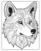 Wolf Färbung Seiten, Wolf Illustration, Wolf Kunst, schwarz und Weiß vektor