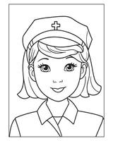 sjuksköterska färg sidor, fri sjuksköterska , sjuksköterska illustration, sjuksköterska svart och vit vektor