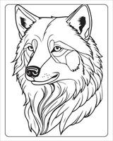 Wolf Färbung Seiten, Wolf Illustration, Wolf Kunst, schwarz und Weiß vektor