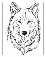 Wolf Färbung Seiten, Wolf Illustration, Wolf Kunst, schwarz und Weiß vektor