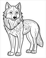 Wolf Färbung Seiten, Wolf Illustration, Wolf Kunst, schwarz und Weiß vektor