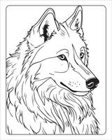 Wolf Färbung Seiten, Wolf Illustration, Wolf Kunst, schwarz und Weiß vektor