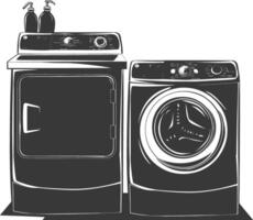 Silhouette Wäscherei beim Zuhause Ausrüstung schwarz Farbe nur vektor