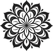 oändlig lugn svartvit emblem skildrar mandala i andlig spiraler elegant svart med mandala i vektor