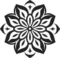 oändlig lugn svart terar mandala mönster andlig spiraler elegant mandala i svart vektor