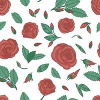 farbiges nahtloses Muster mit Rosen. Blumenhintergrund im Gravurstil. handgezeichnete Abbildung. vektor