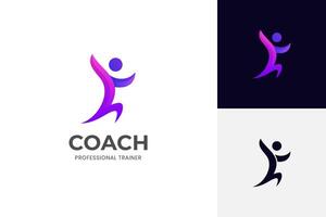 tränare ledarskap logotyp ikon design för liv coaching logotyp, coaching sport logotyp design mall vektor