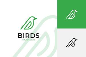fågel blad översikt logotyp ikon design för vilda djur och växter djur frihet logotyp mall vektor