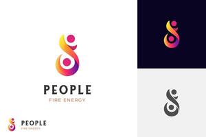 Geist Menschen abstrakt Logo Design mit Feuer Energie Grafik Illustration zum Leben Logo Vorlage vektor