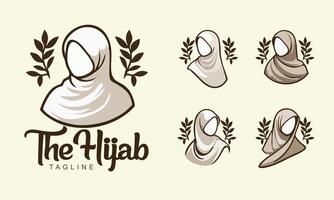 Muslim Damen Hijab Mode Logo Satz, Hijab Geschäft Logo Sammlung vektor