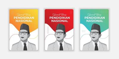 eben Design glücklich National Bildung Tag von Indonesien einstellen Sammlung vektor