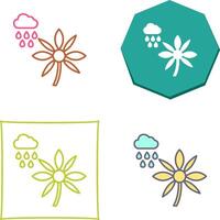 blomma med regn ikon design vektor